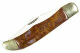 Pocket Knife With Red/Orange Agate Inlays - Hand-Crafted In Utah #327579-1